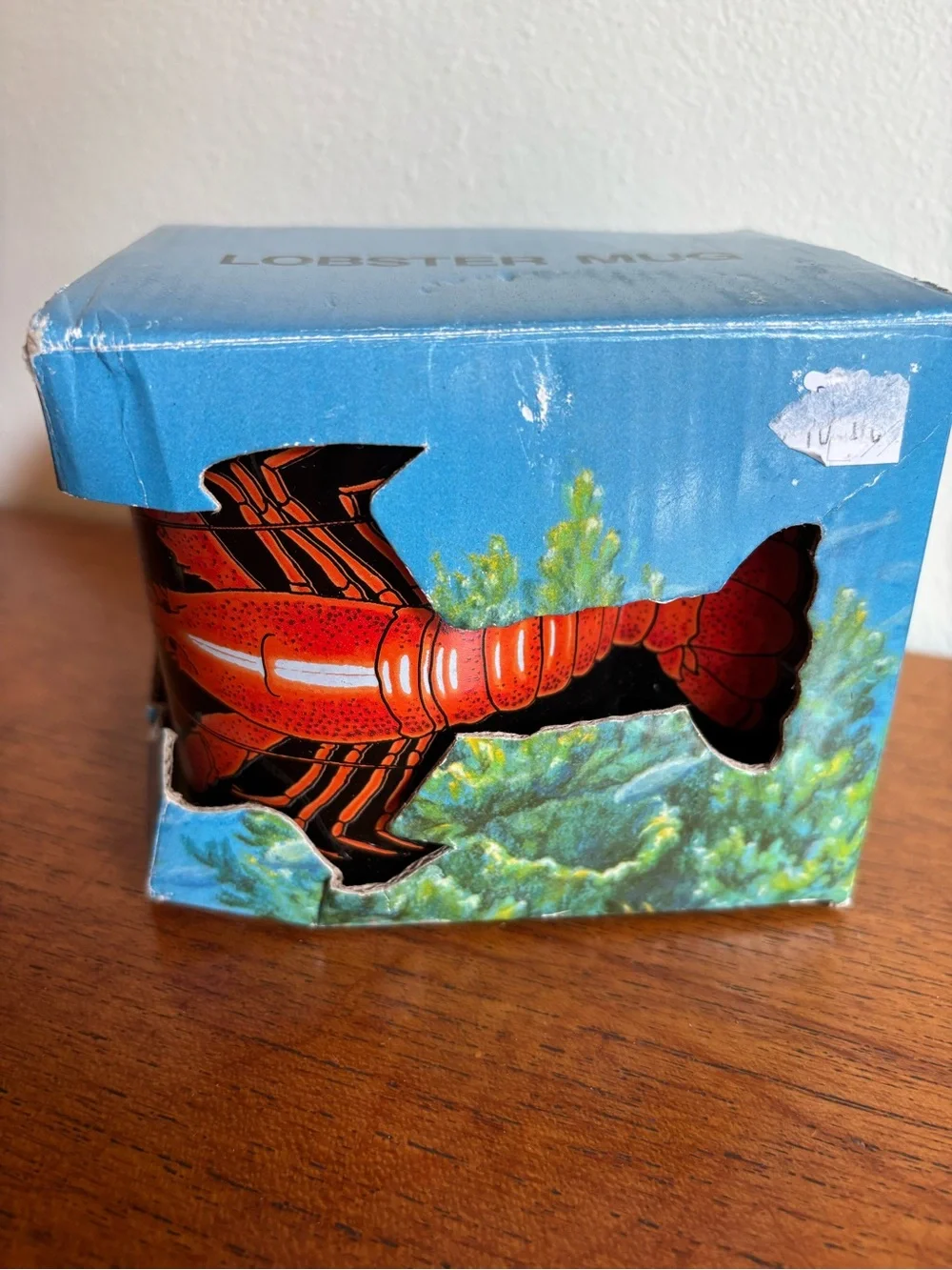 Vintage new in box lobster mug with tail handle novelty fisherman mug coffee